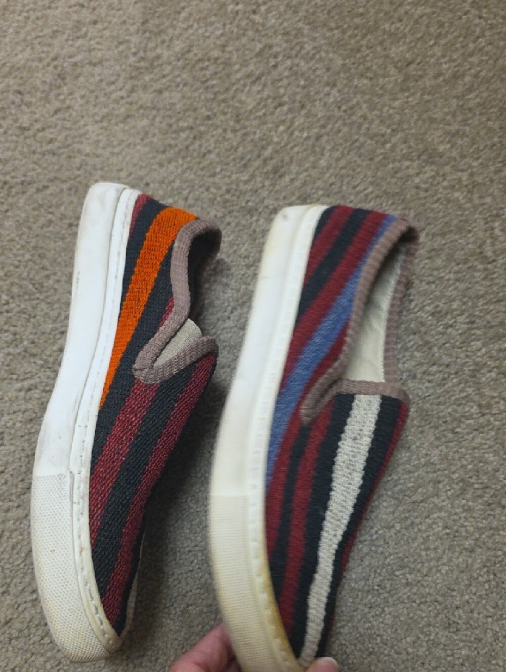 RES IPSA Slip-On Canvas Shoes in Red, Black & Cream - Picture 4 of 10